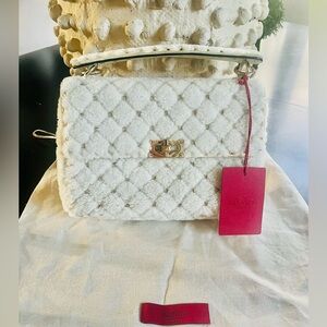 Valentino Garavani Rockstud Shearling Spike Bag